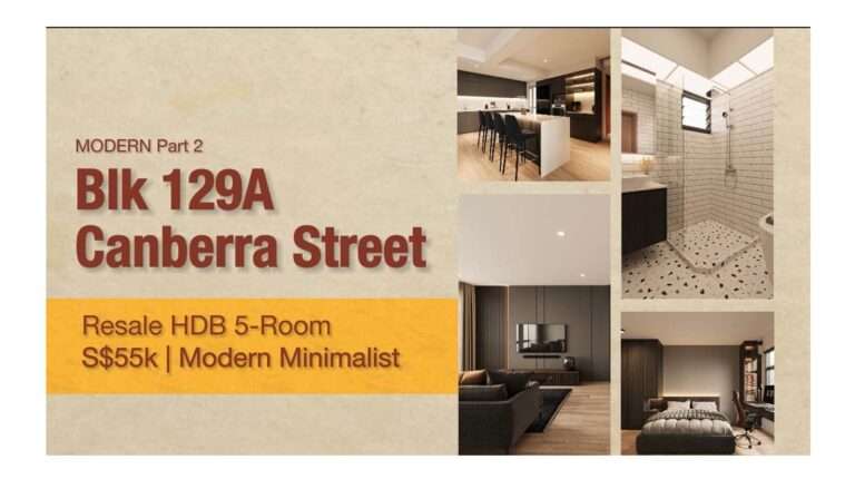S$55k modern minimal 5-room HDB renovation at Canberra Street, Singapore.